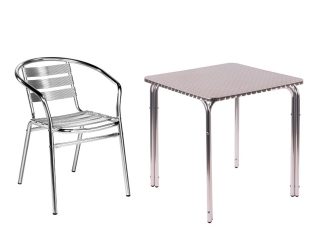 Aluminiumtisch mit Stühlen